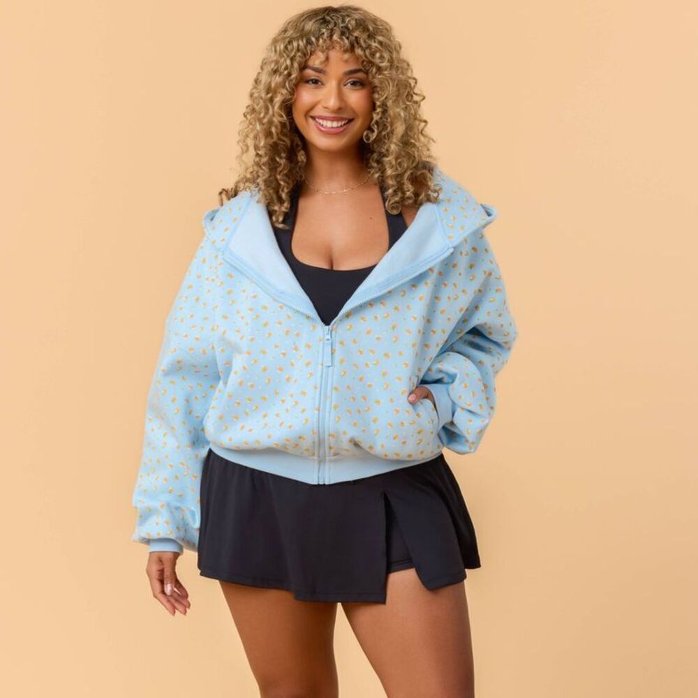 Blogilates -  Women's Mommy & Me Marshmallow Full Zip Blue
